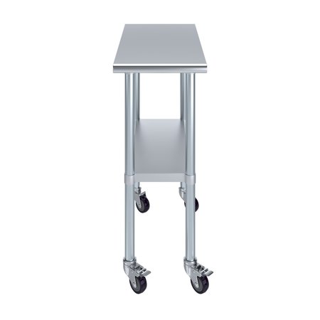 Amgood 30x15 Rolling Prep Table with Stainless Steel Top AMG WT-3015-WHEELS